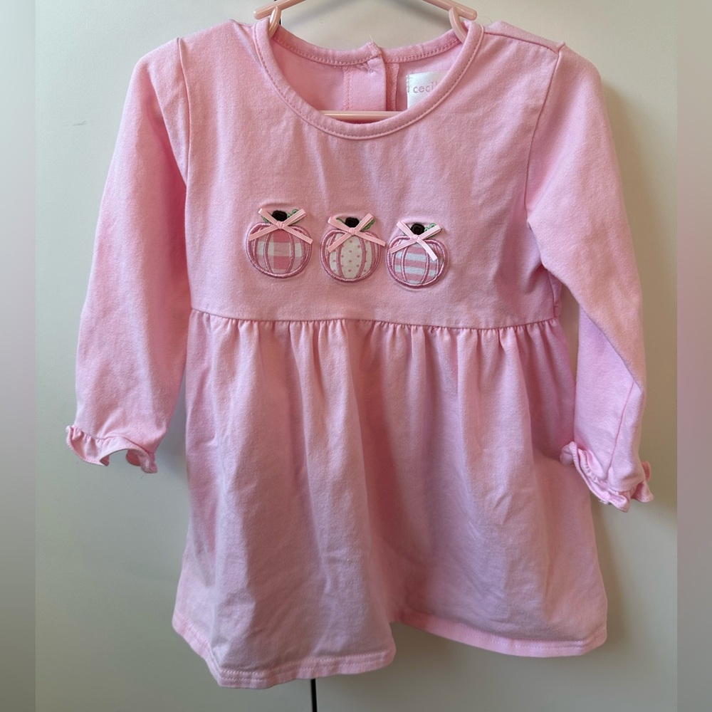Cecil and Lou pumpkin appliqué dress